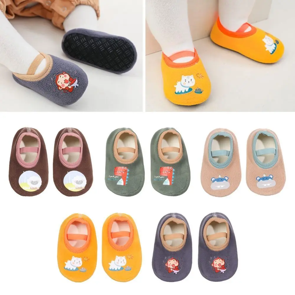 Rubber Sole Baby Sock Anti Skid Cartoon Design Toddler Slipper Socks Lightweight Warm Cushion Infant Soft Soled Shoes Infant