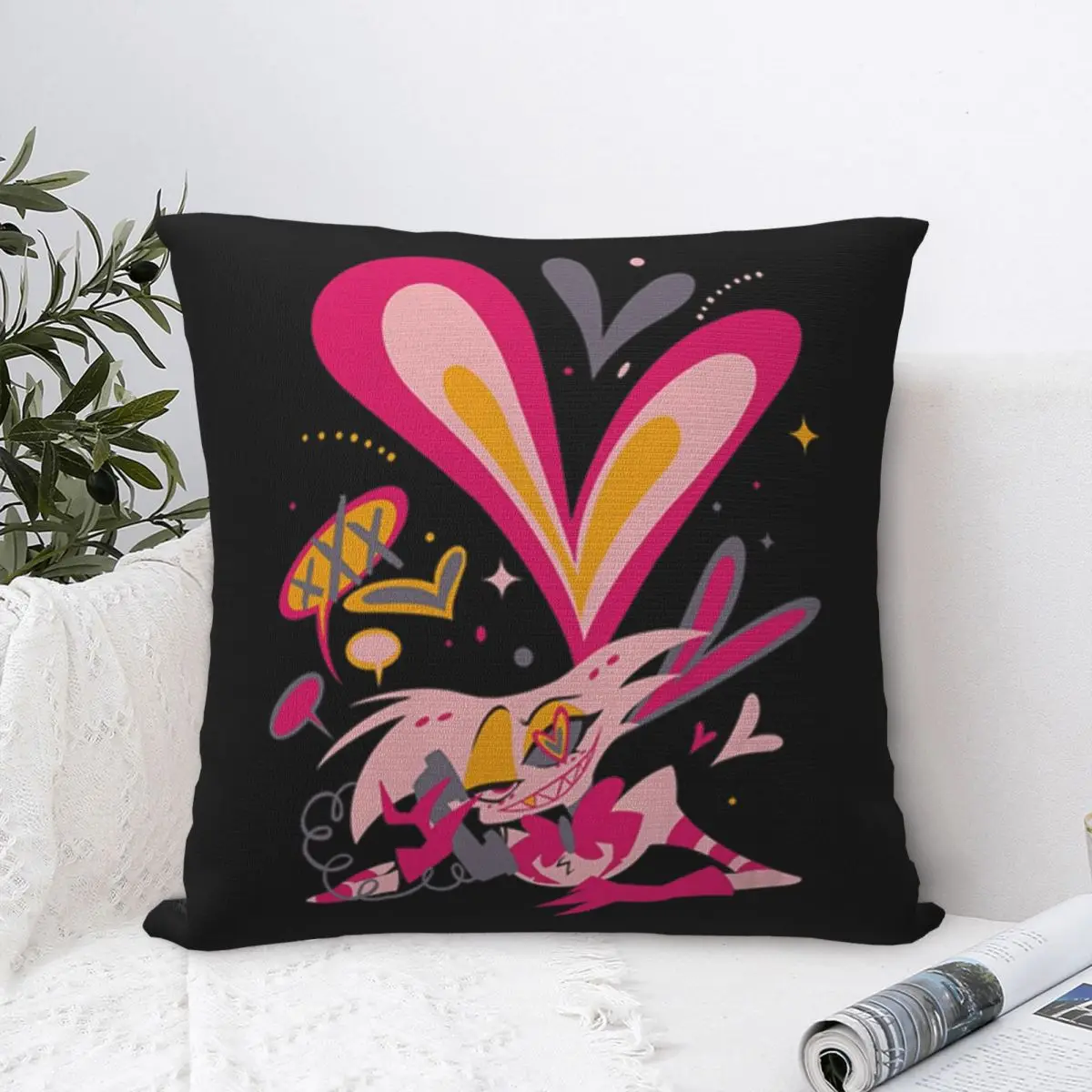 Angel Dust Loves Valentines Hazbins Pillowcases Polyester Home Cushion Cover Funny Home Decoration Pillowcase 45*45