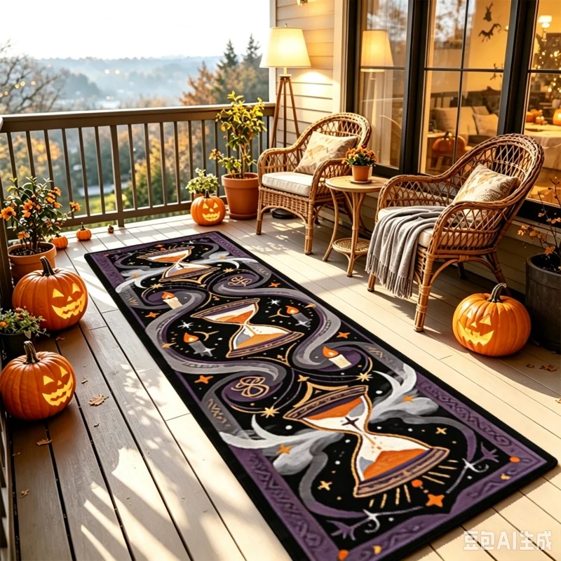 Cute Ghost Treasure Chest Starry Sky Print Runner Rug Non‑Slip Long Hallway Carpet Corridor Indoor Halloween Home Floor Decor