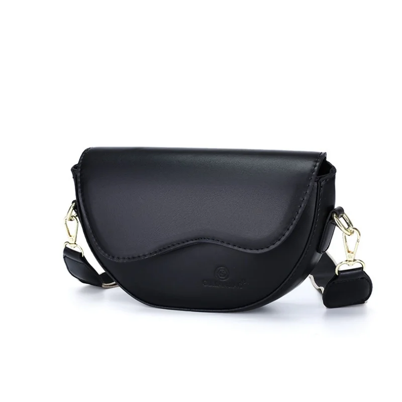 

Vintage PU Leather Crossbody Bag for Women Small Saddle Shoulder Bag with Wide Strap Flap Design