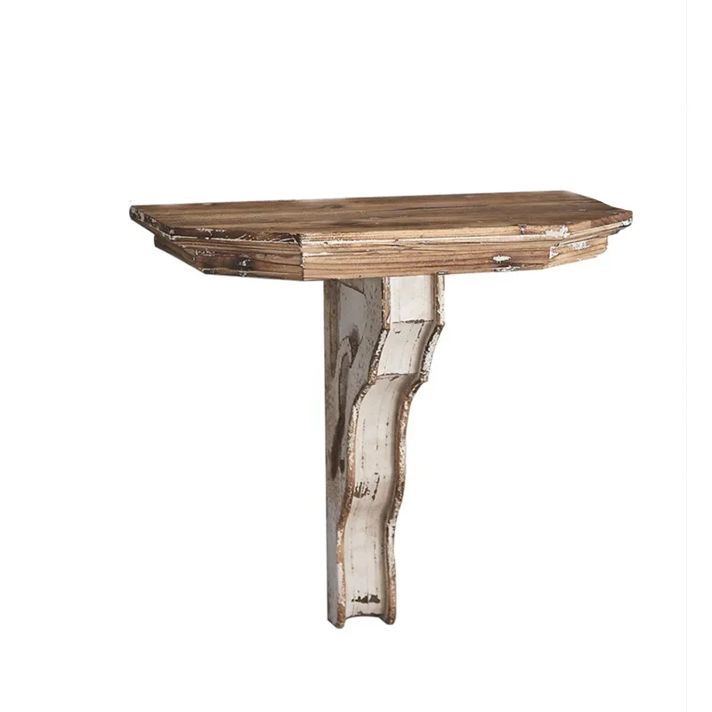

American retro old wall wooden table wedding decoration props simple storage wall rack in the living room of the bed