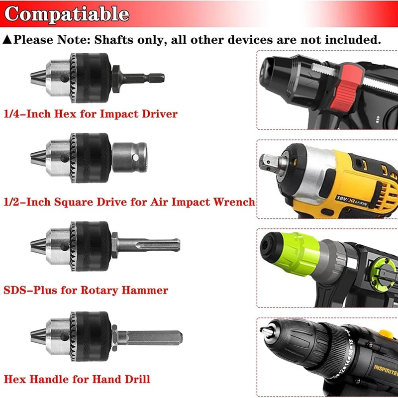 3-16Mm Drill Chuck Adapter 1/2-20UNF, For Impact Driver/Electric Drill/Hammer Drill, 16Mm Chuck Key