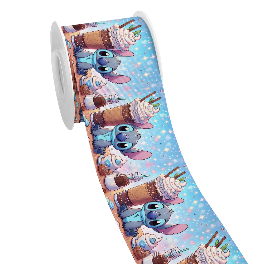 Disney Design Cartoon Stitch & Lilo Pattern Printing nastro in Grosgrain 5Yards per fiocchi per capelli fai da te Merry Party Dec Meterials