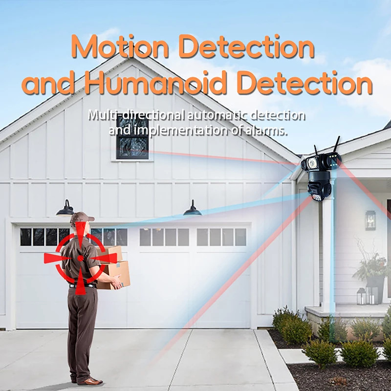 12MP WiFi IP Camera Outdoor Three Lens Three Screens Security Video Monitor Night Vision Waterproof CCTV Surveillance PTZ Camera