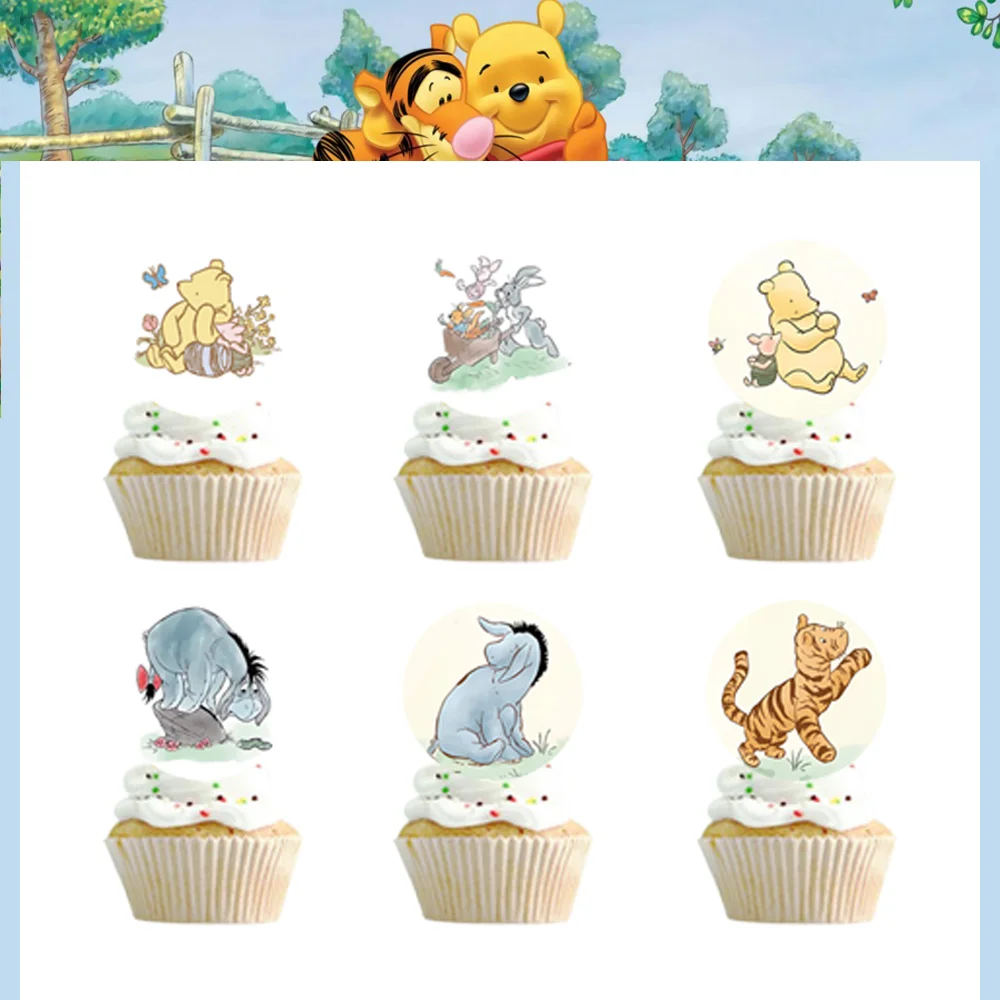 Disney Winnie the Pooh Birthday Party Decoration Happy Birthday Cake Topper Pooh Bear Cup Cake Flag Baby Shower Kids Supplies