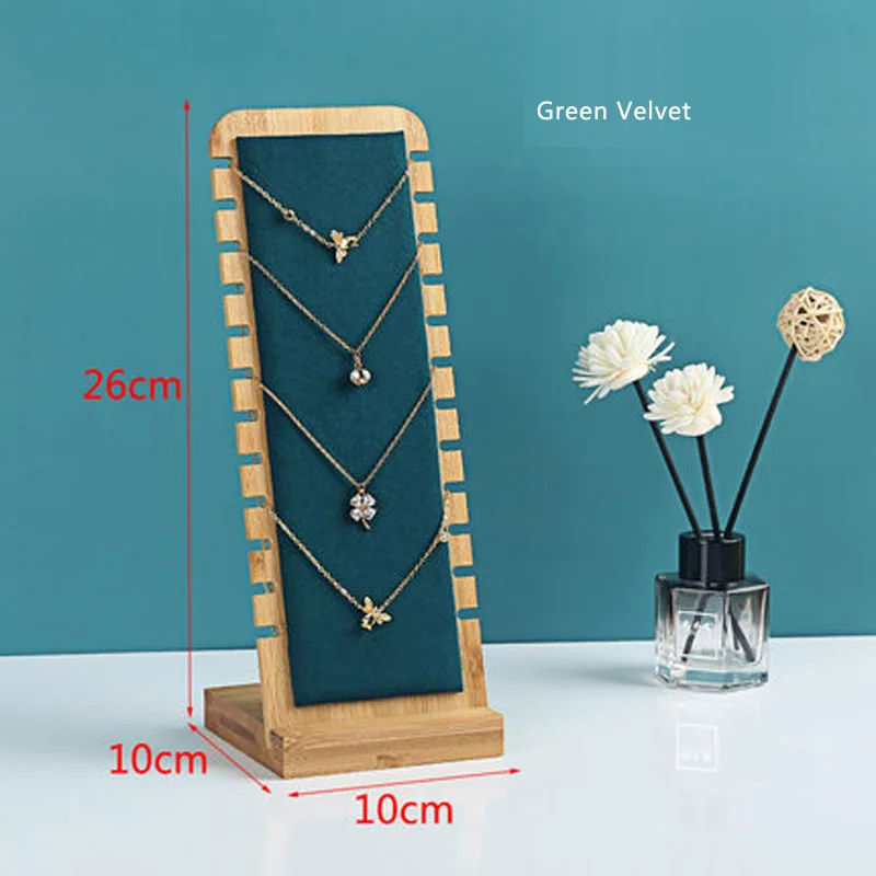 

Natural Bamboo Jewelry Display Stand Necklaces Storage Rack Wooden Multiple Pendants Easel Showcase Display Holder for Necklaces