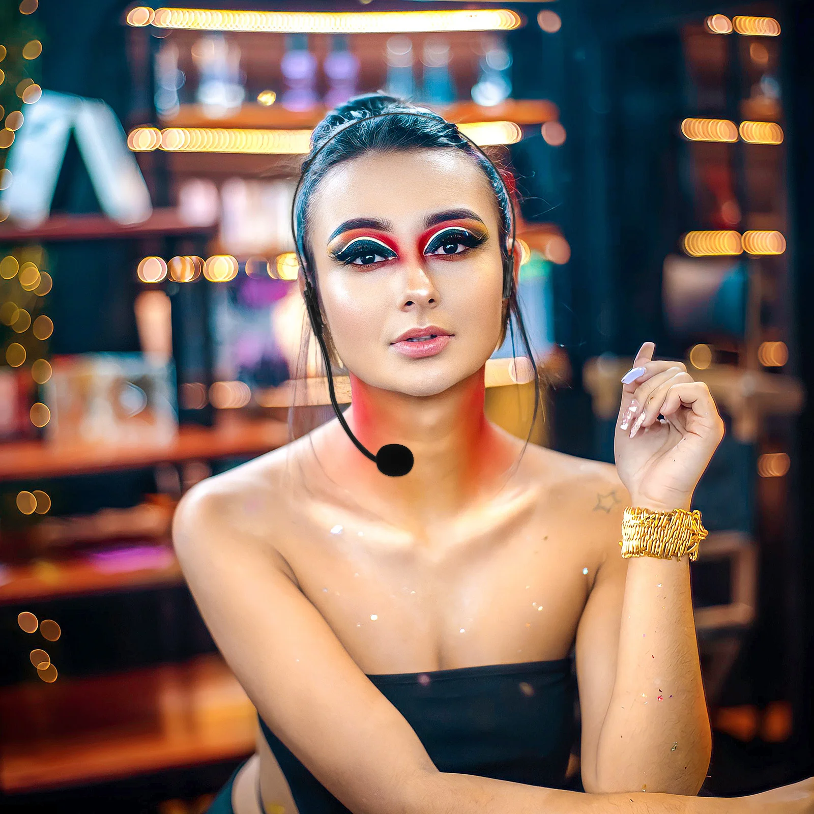 

Fake Headset Rock Star Costume Microphone Prop Cosplay Party Halloween Birthday Headphone Accessory for Kids Adults