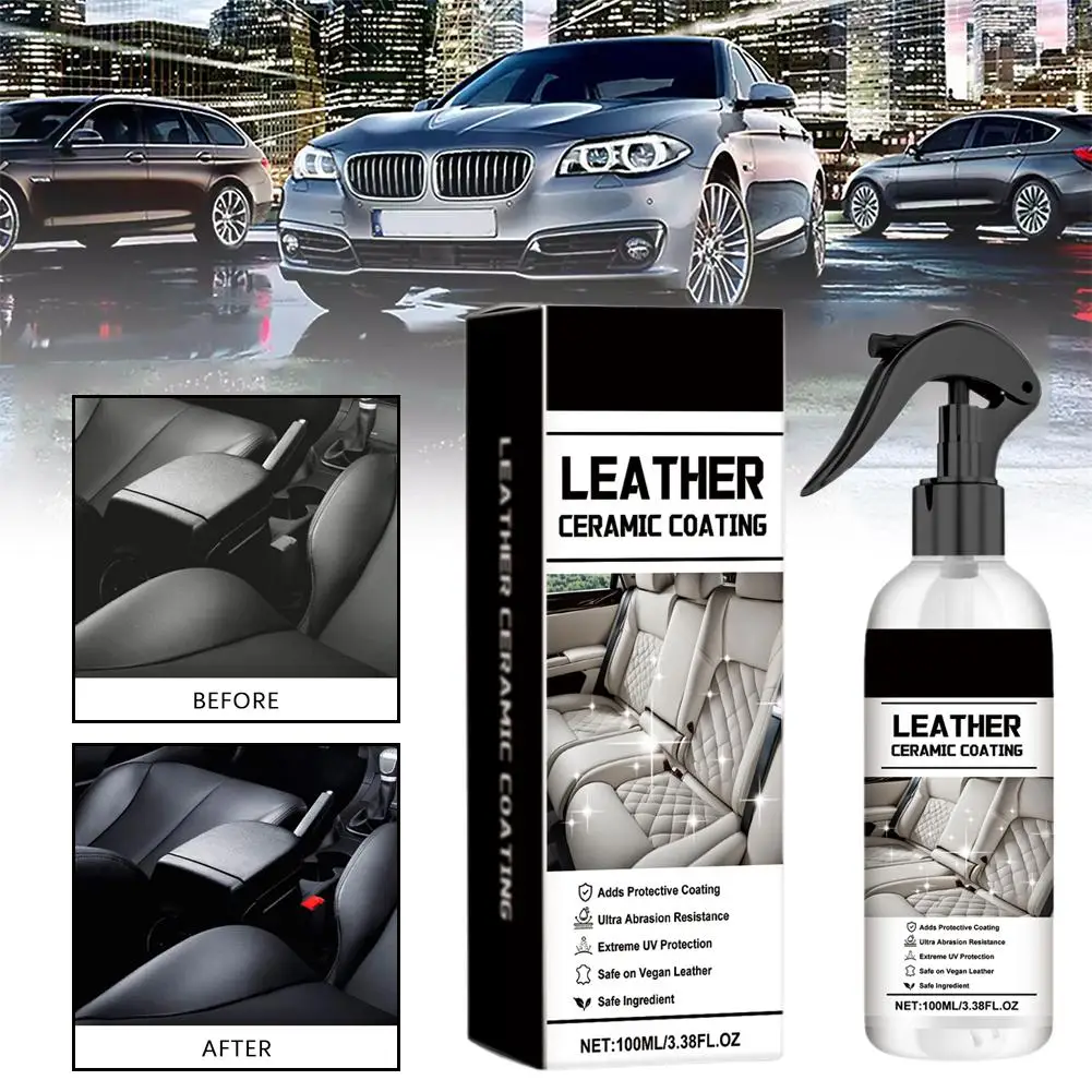 Spray per rivestimento ceramico in pelle per automobili, ristrutturazione della pelle, decontaminazione, schiarente, manutenzione, pulizia, lucidatura