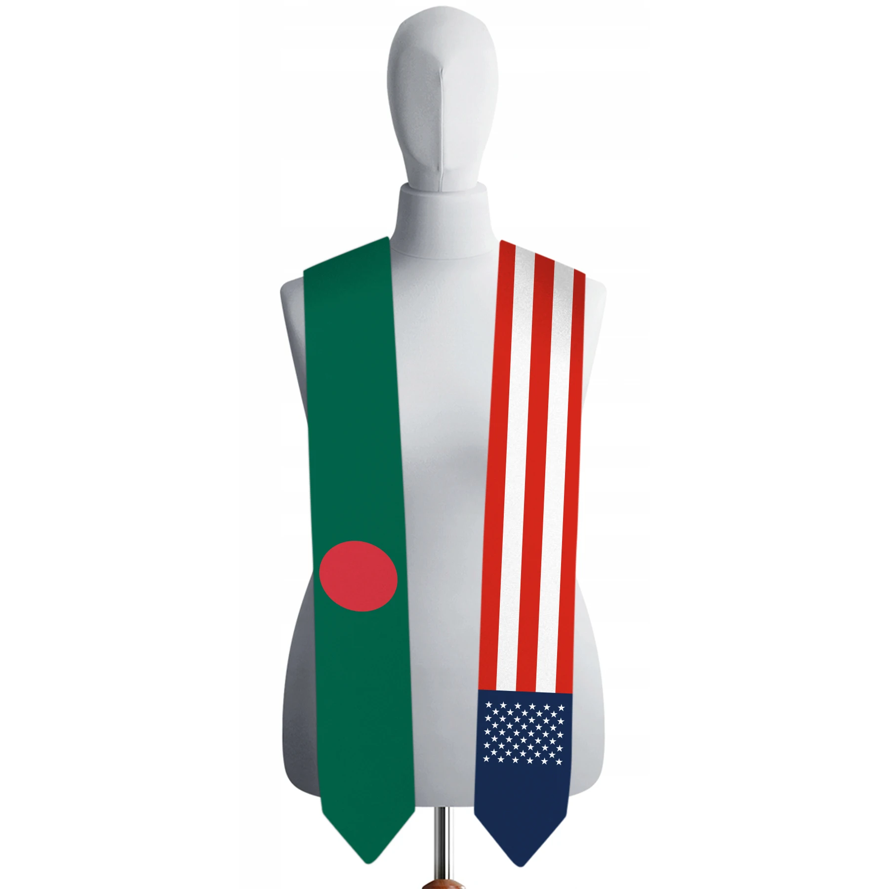 13x180cm USA And Bangladesh Flag Graduation Sash Bachelor Gown Accessory Graduation Sash Scarf