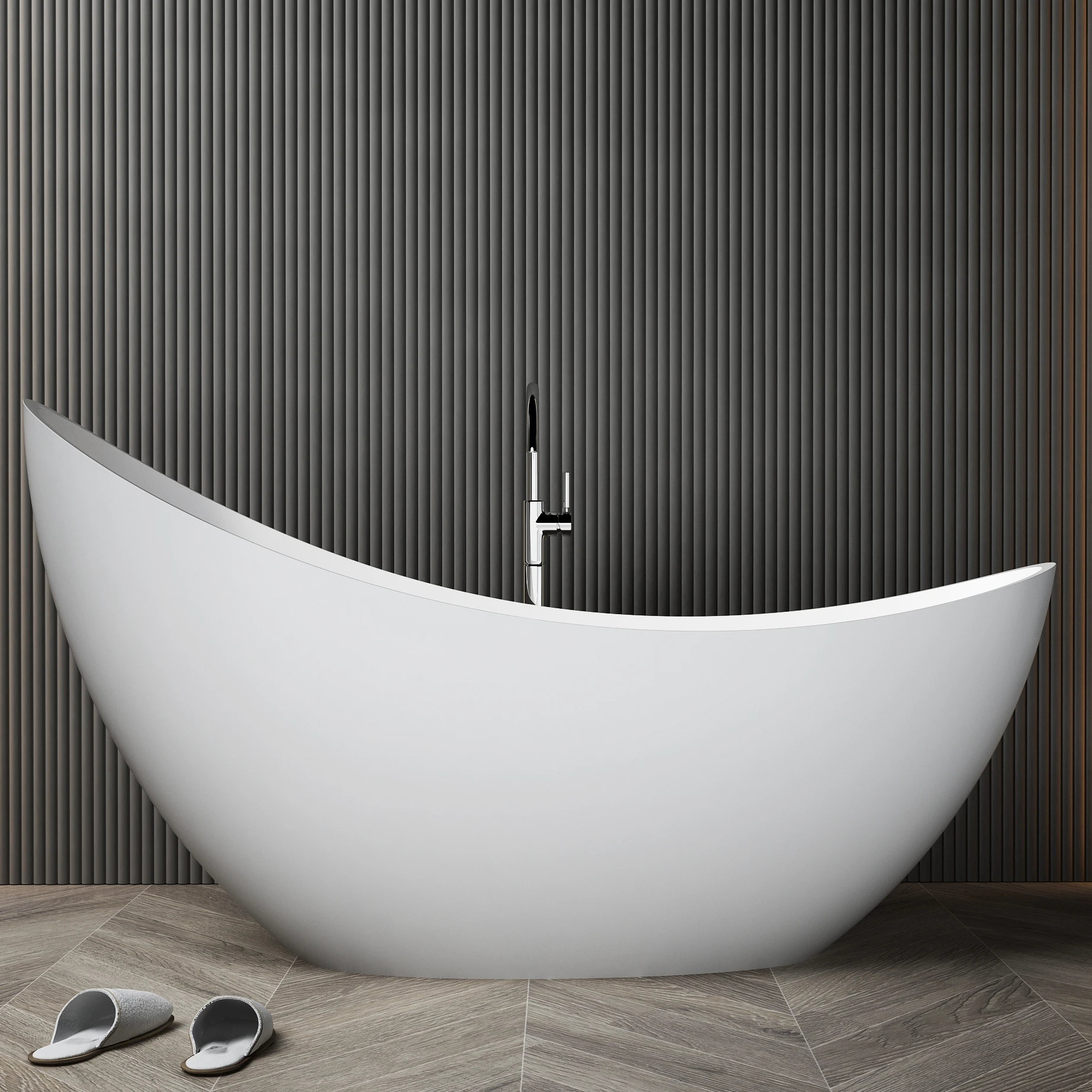 Popular Morden Art Bathtub Resin Stone Freestanding Soaking Bathtub Artificial Stone Matt White Modern Hotel Drainer Center 1.7m