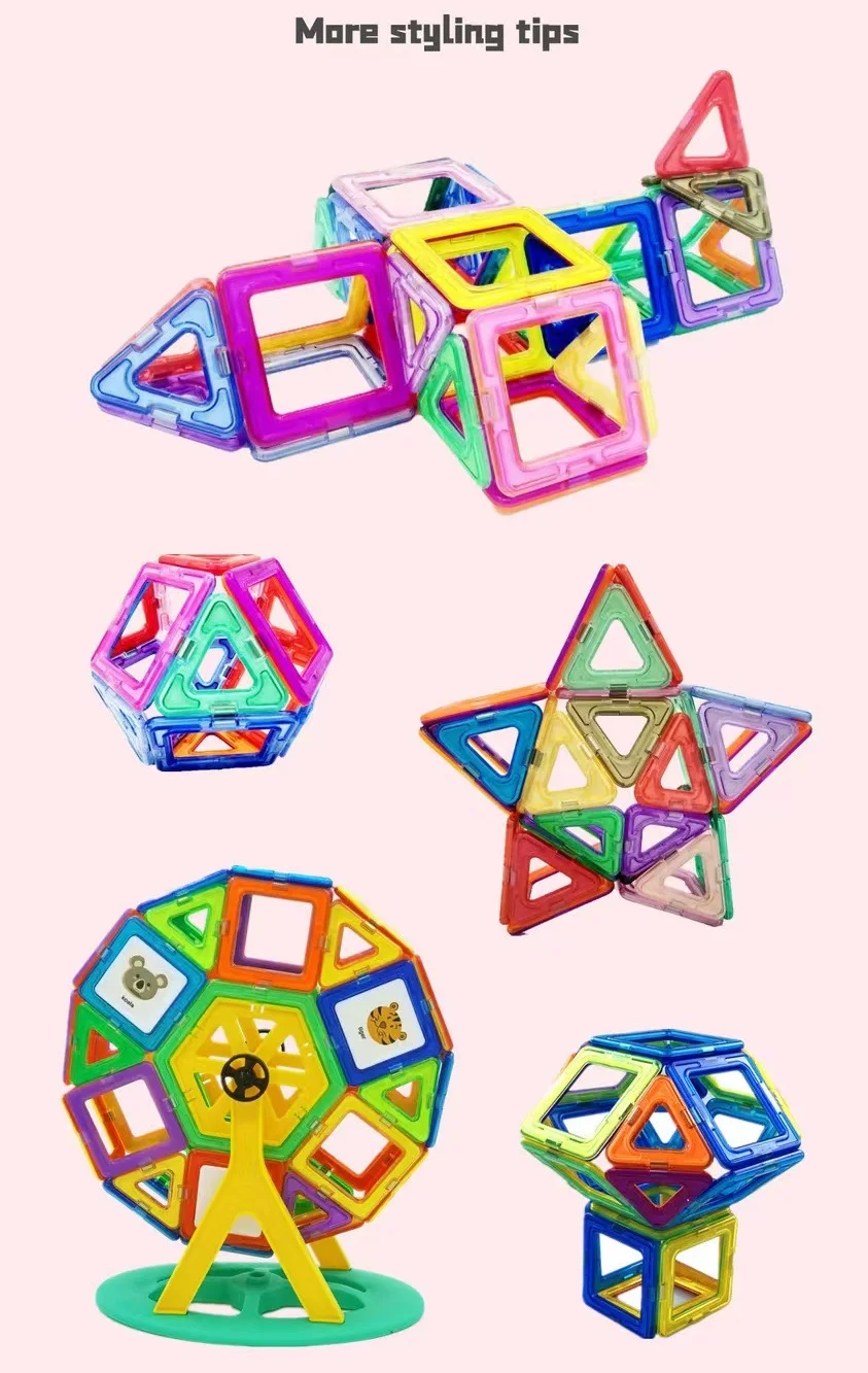 Enhance Hands-On Skills, Develop the Brain with DIY Magnetic Building Blocks, Large Construction Toy Set, Educational and Entertaining Magnetic Toys, Random Color Birthday Gift