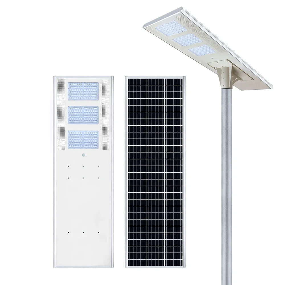 All In One Integrated Solar Led Street Lamp Light With Pole Outdoor 30W 40W 50W 60W 80W 100W 120W 12 Solar Battery White I