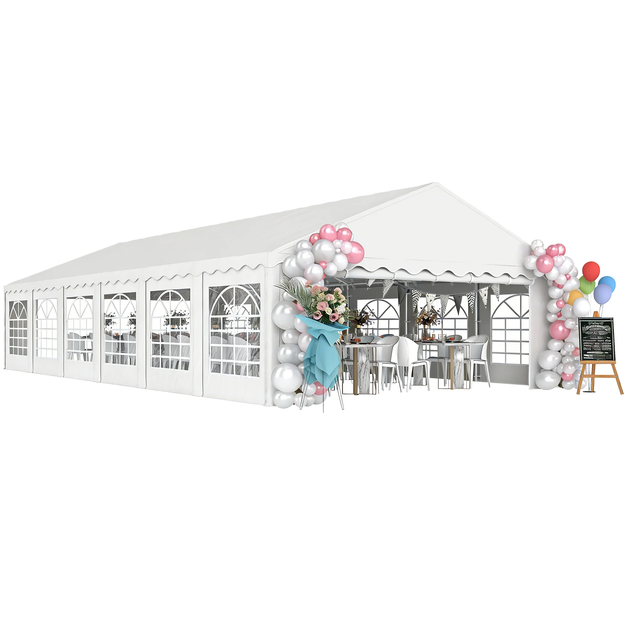 Outsunny 20' X 40' Large Party Tent with Removable Window Sidewalls, White