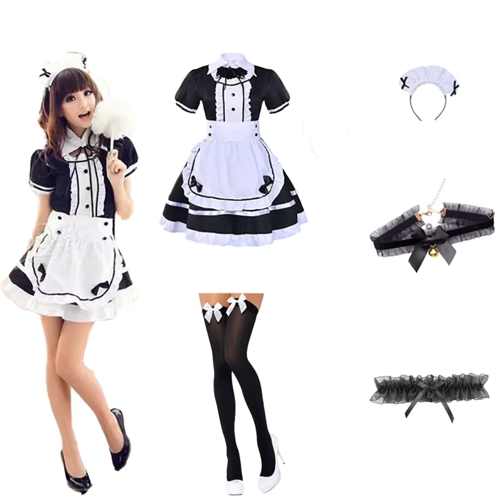 

PESENAR 5-Piece Polyester Maid Costume Set for Adult Women Role-Playing Halloween Special Day & Valentine's Day Gifts