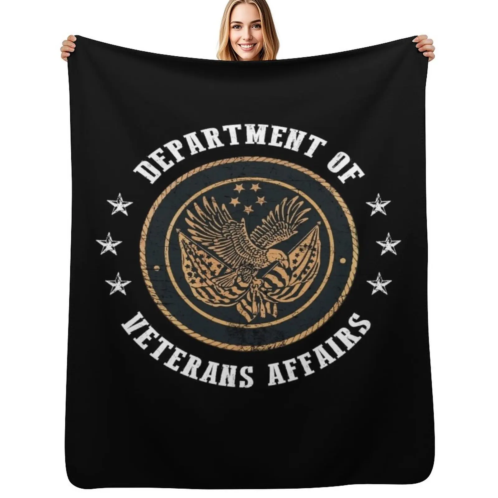 

Department of Veterans Affairs - US Flag Throw Blanket Color Fast Cozy Throw Blanket