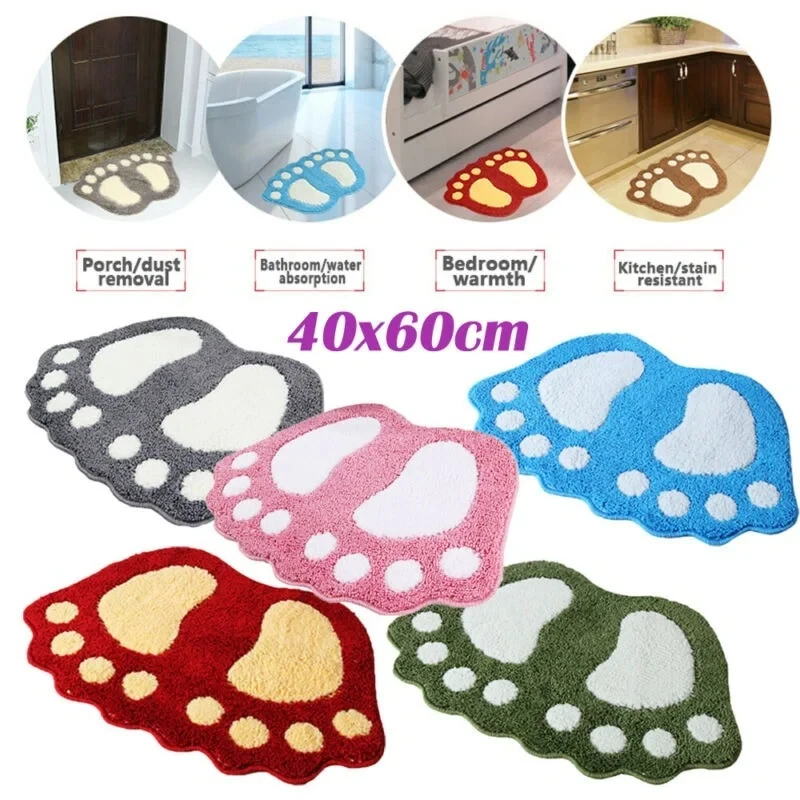 40x60cm Non-Slip Super Absorbent Mat Foot Print Bath Mats Non Slip Memory Foam Bathroom Carpet Foot Shaped Rug