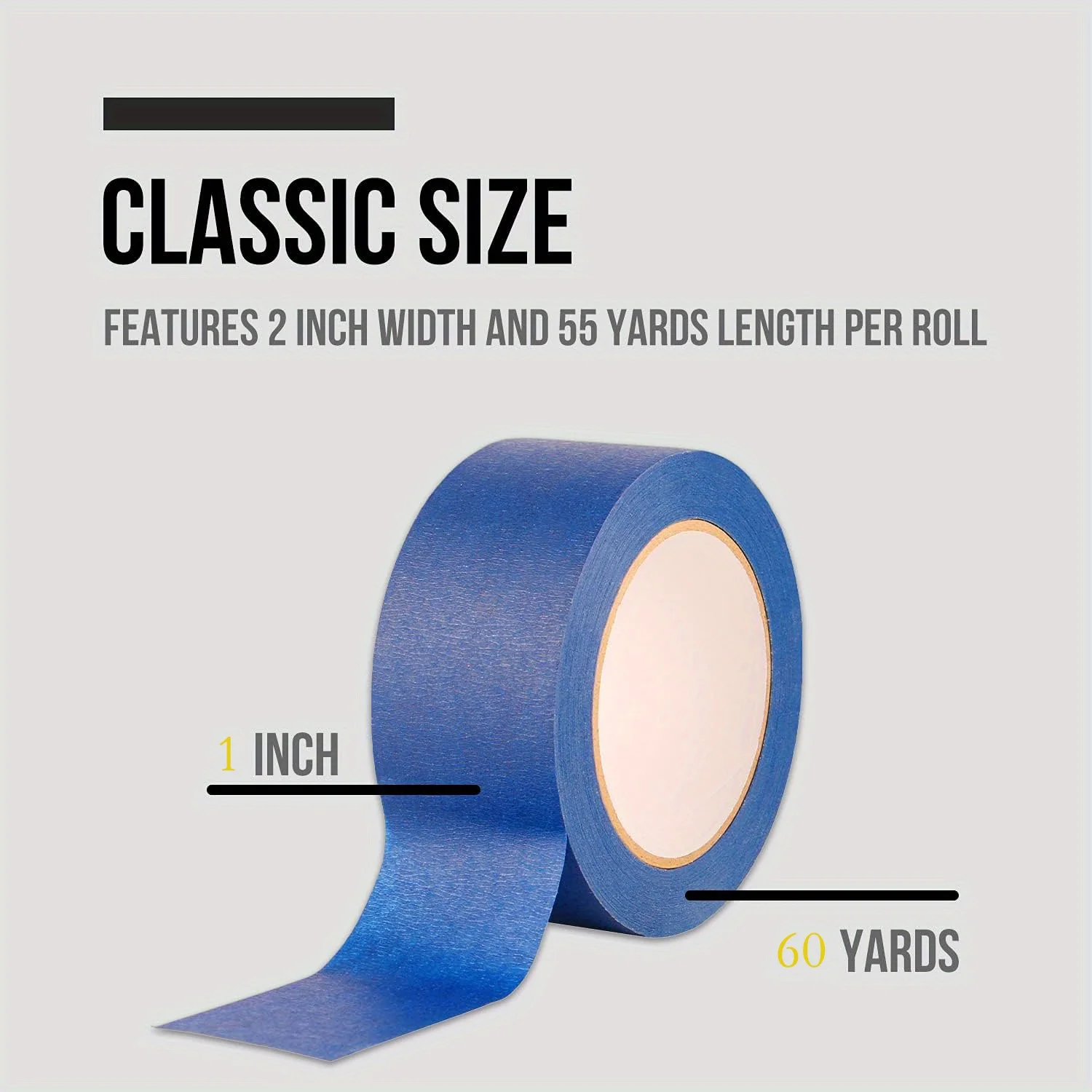 Blauwe schilderstape, 1/2 inch, 3/4 inch, 1 inch, 2 inch, Multi Size Painting Masking Tape, Clean Release Paper Tape voor thuis