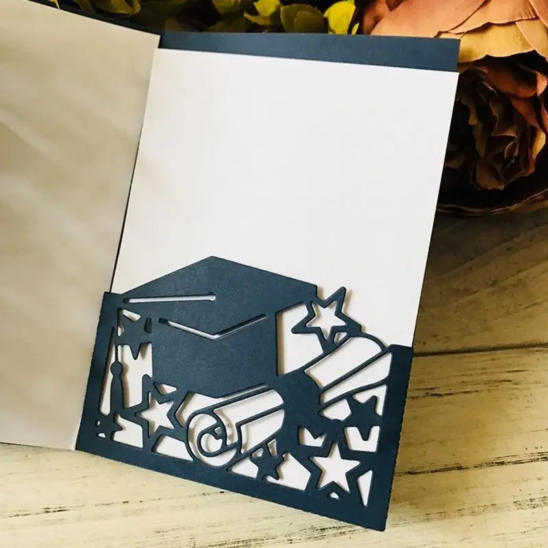 QX2E Graduation Hat Metal Cutting Dies Craft Frame Die Cuts Embossing Mould Template for DIY Paper Crafts Photo Album Decor