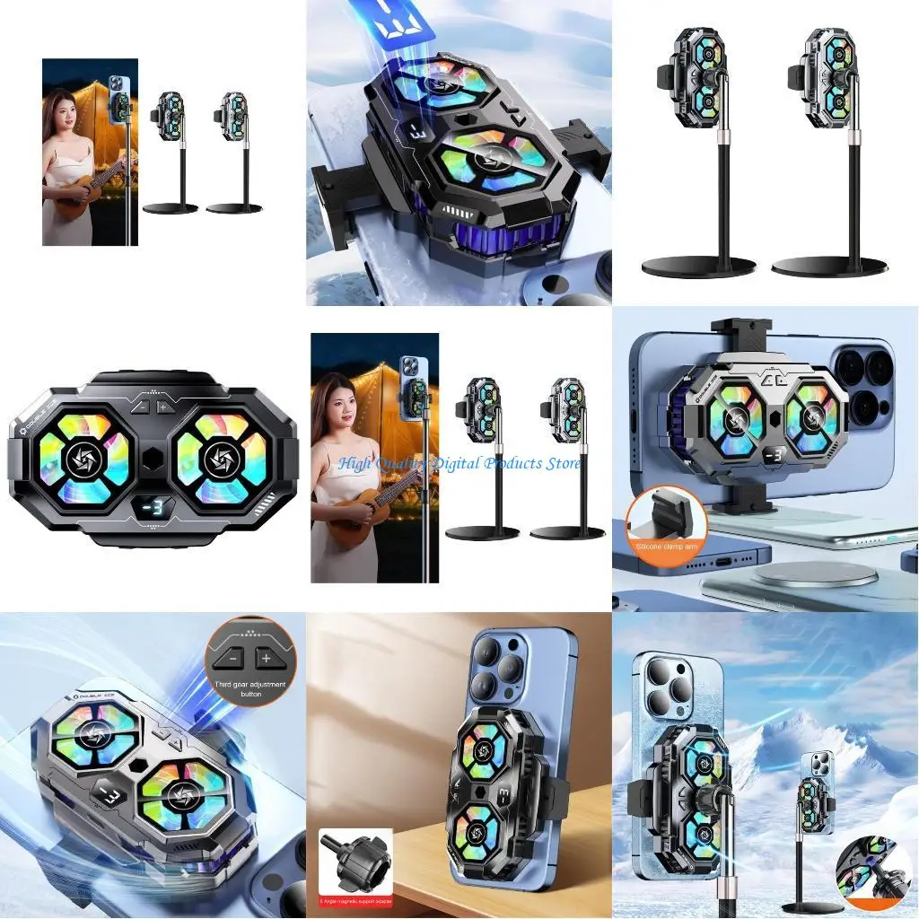 U2JE Semiconductor Heat Sink Back Clip 3 Gear Adjustable Cooling Fan with Stand