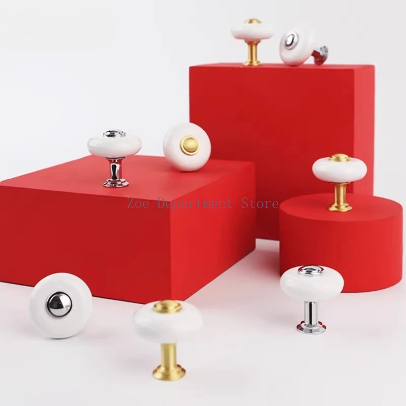 

Дверца шкафа, керамическая латунная ручка, белый шкаф в европейском стиле, современный простой ящик для ванной комнаты, ручка с одним отверстием