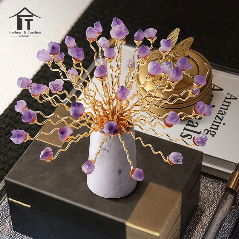 Factory Price Custom Crystal Flower Accessories Home Decor Purple Crystals And Flower For Candle