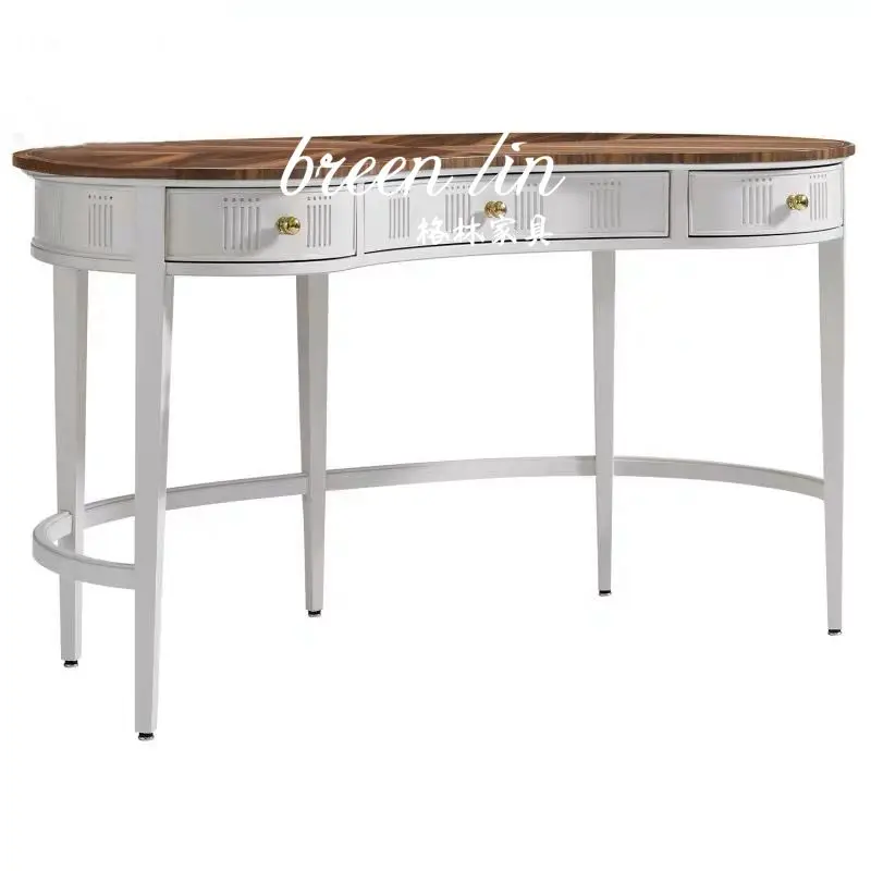 European Semi-circular Special-shaped Solid Wood Desk/American Country Study Writing Desk/simple Beech Desk