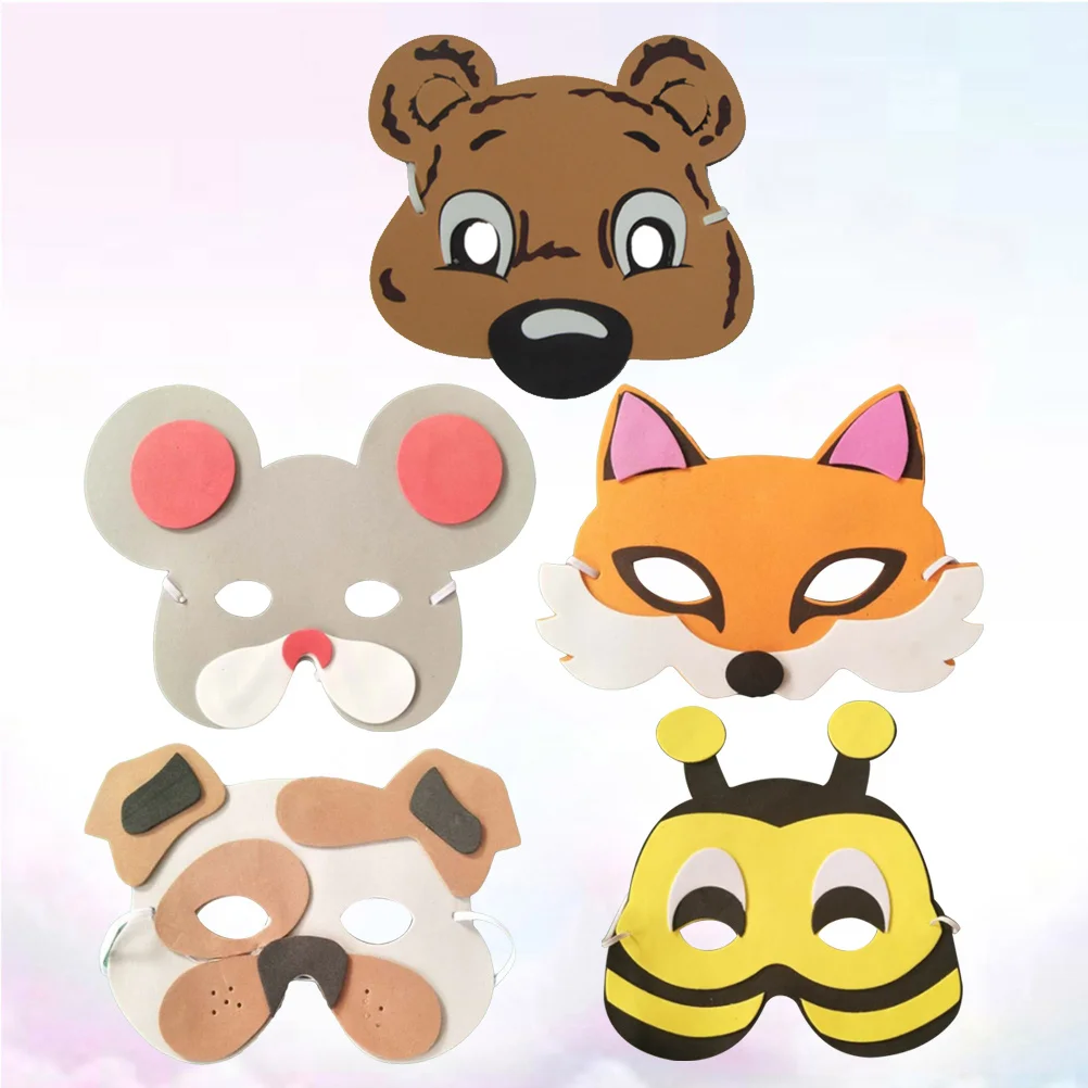 

5Pcs Eva Animal Cartoon Masks Durable Lightweight Vivid for Halloween Cosplay Party Performance Props Party Mask