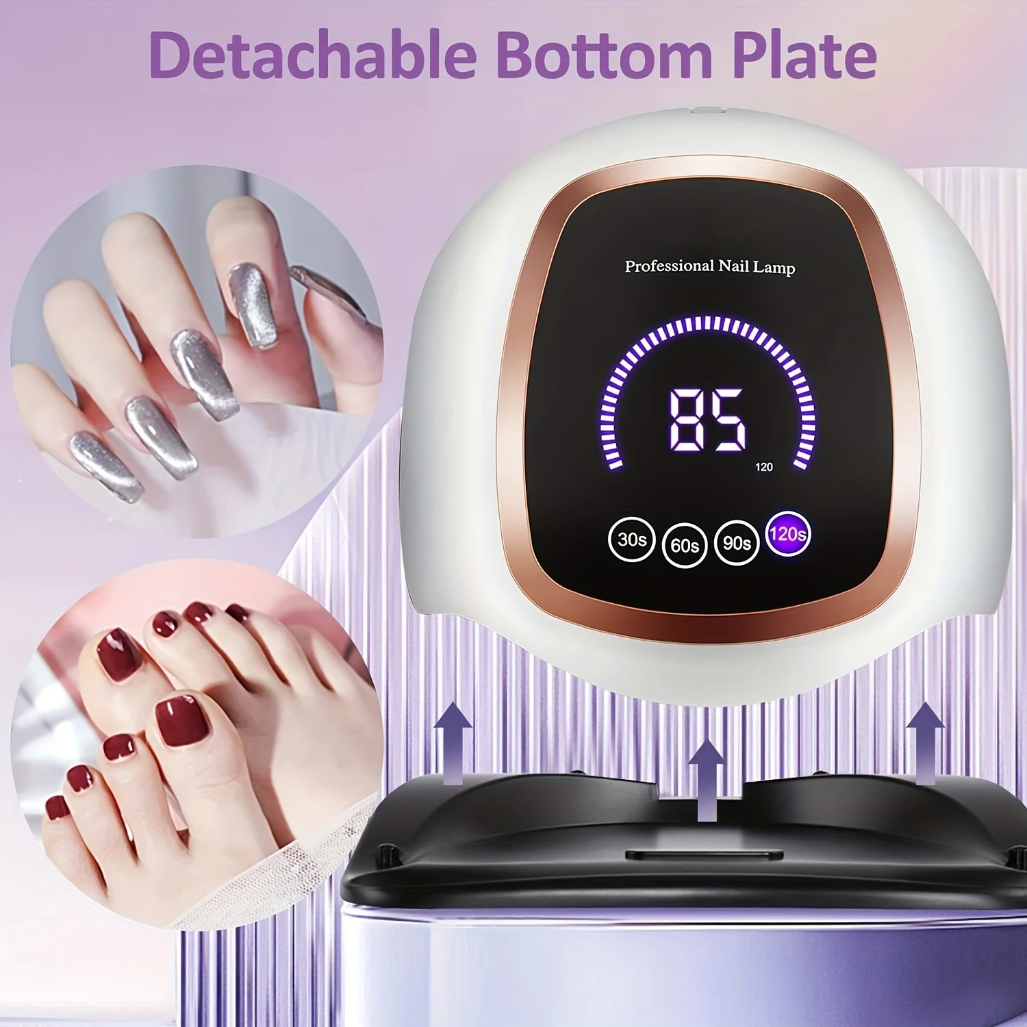 UV LED Nail Lamp with LCD Display, Auto Sensor, and 4 Timer Settings - Salon-Quality Home Nail Dryer with 42 Diamond-Cut Beads f