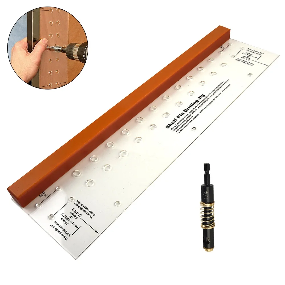 Carpintaria Buraco Broca Guia Prateleira Pin Drilling Jig Auto-centrado Drill Bit Grupo Carpenter Hole Puncher Posiçãoer Tool