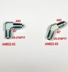 AN3 45° 90° Degree Elbow -3 AN Male To 1/8-27 NPT Thread Adapter Fittings