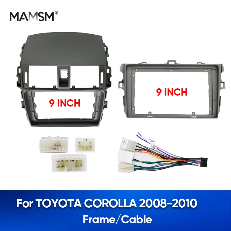 MAMSM 9 ZOLL Auto DVD Fascia Multimedia Für TOYOTA 2008-2010 COROLLA 2 Din MP3 MP5 Video Audio stereo Panel Rahmen Kabel Harnes