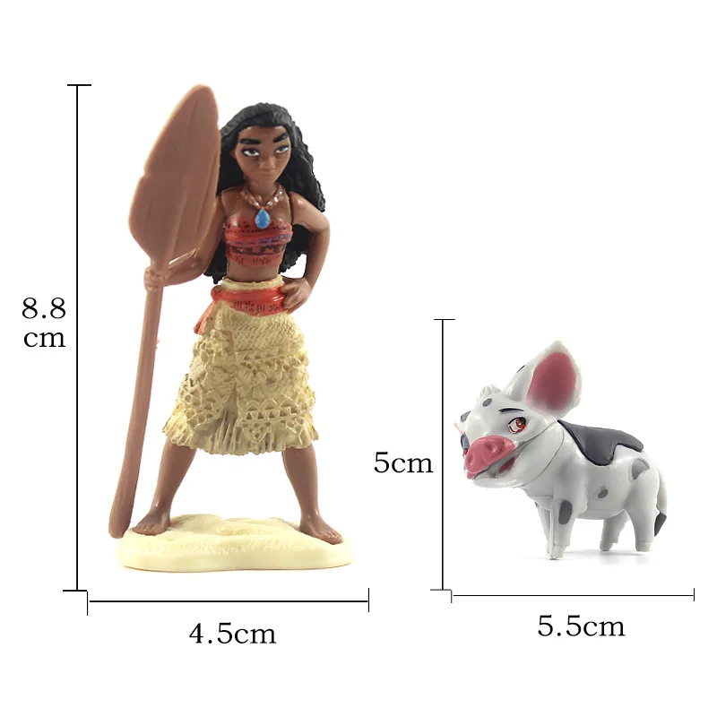 6pcs Disney Moana Maui Anime Peripheral Plastic Figure Doll Cartoon Cute Toy Kid Bedroom Desktop Ornament Children Birthday Gift