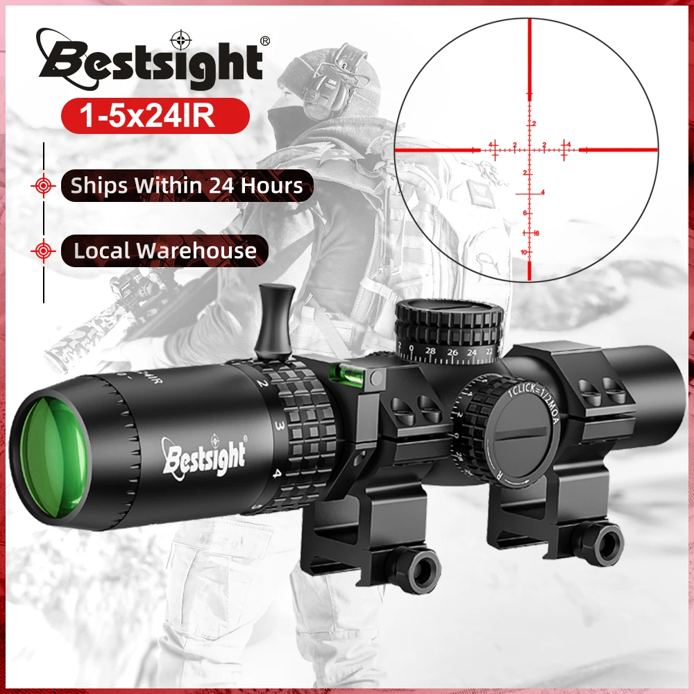 Bestsight 1-5X24 IR Hunting Rifle Scope Optical Sight Airsoft Air Hunting Compact Scope AR15 Sight