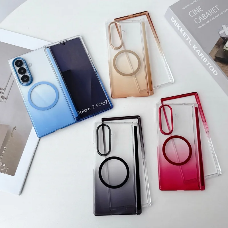 For Samsung Galaxy Z Fold 5 6 7 8 Fold8 WIDE for Magsafe Phone Case Clear Hinge Shockproof Magnetic Wireless Charging Cover