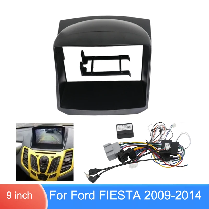 Für Ford Fiesta 2009-2014 9 Zoll Auto-Radio-Einbaurahmen mit Kabelbaum CANBUS-Adapter Verkleidungs-Set – Detail 2