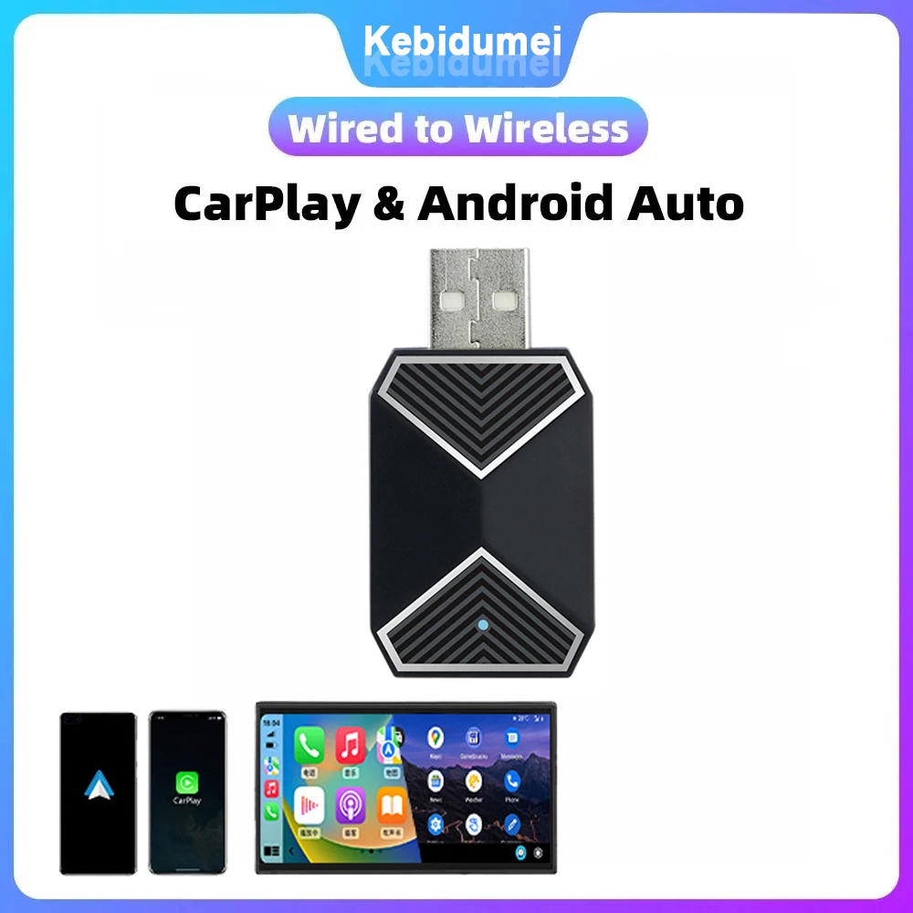 

ствуйте беспроводной адаптер CarPlay 2 в 1 и беспроводной адаптер Android Auto 5 ГГц Wi-Fi Plug & Play Adapter Carplay przewodowy na bezprzewodowy