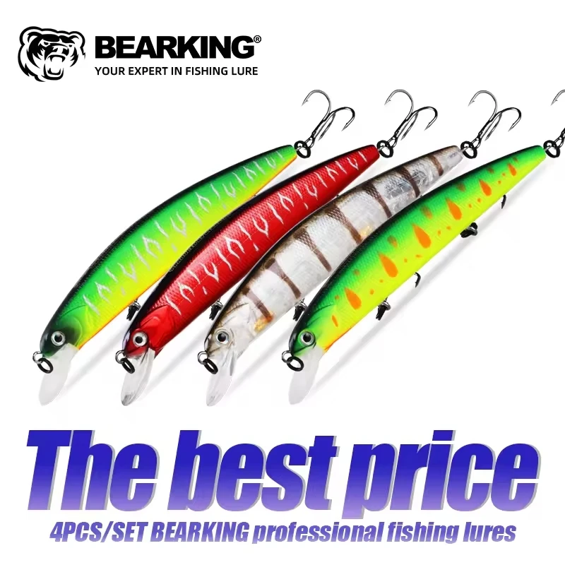 

BEARKING Hot sales 4pcs/set 110mm 17g dive 1.5m Top Fishing Lures quality hard Baits Fishing Tackles professional Action Wobbler