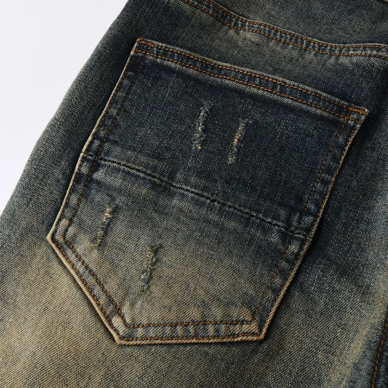 Street Fashion Designer Men Jeans Retro Washed Stretch Skinny Fit Patched Ripped Jeans Men Hip Hop Brand Y2K Denim Pants Hombre