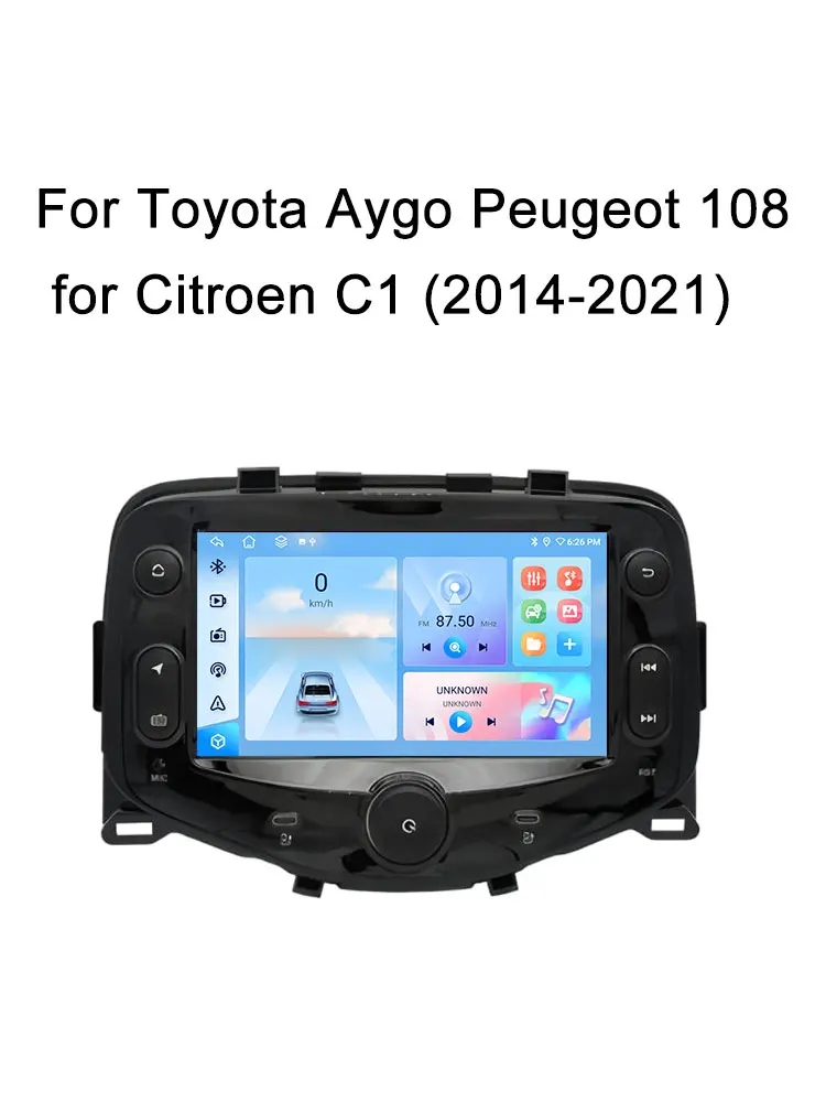 Carplay HD Scherm Autoradio Multimedia Speler voor Toyota Aygo Peugeot 108 voor Citroen C1 2014 - 2021 DSP Stereo GPS Navi WIFI - afbeelding 2