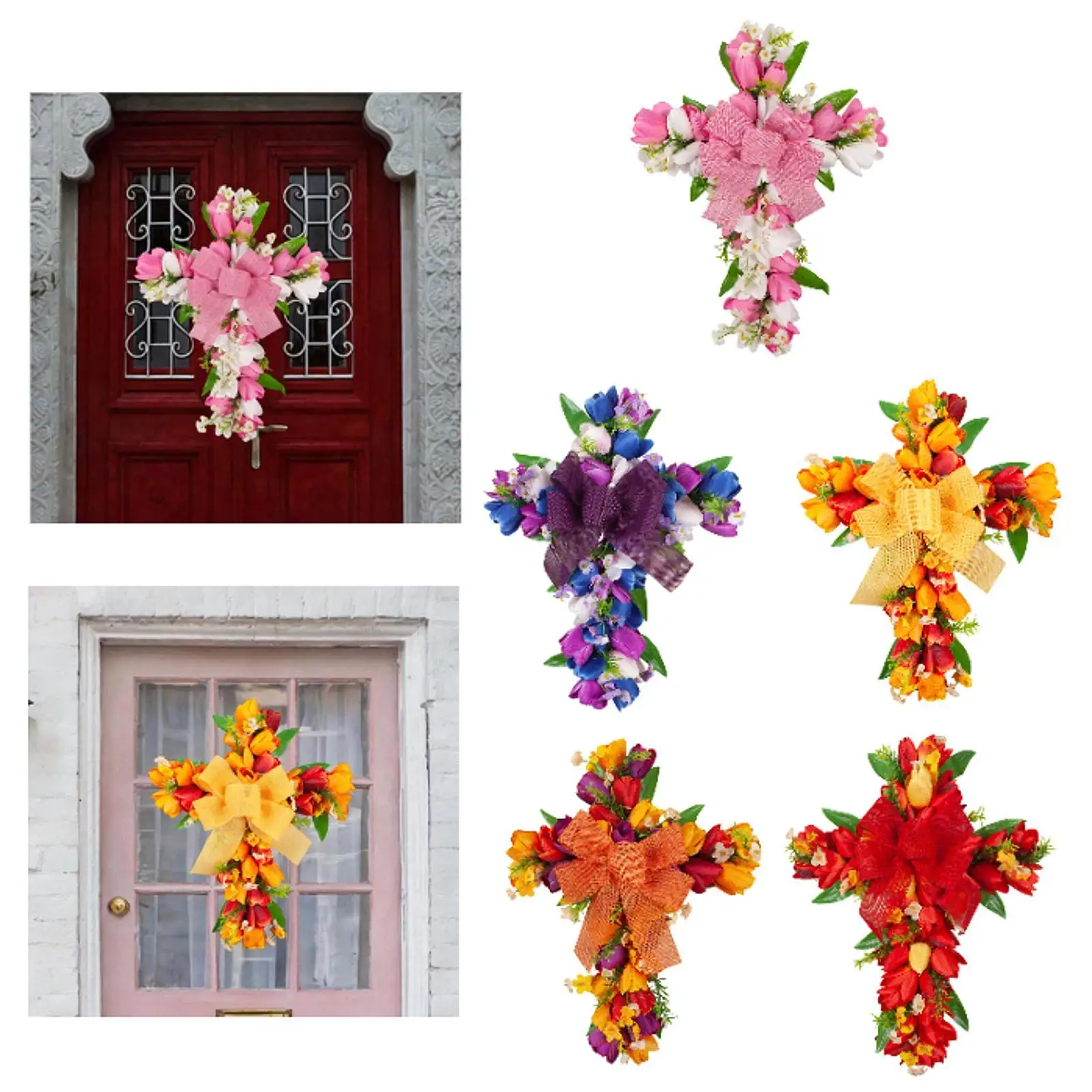 

Easter cross of Easter crosses Holidays artificial households of tulips