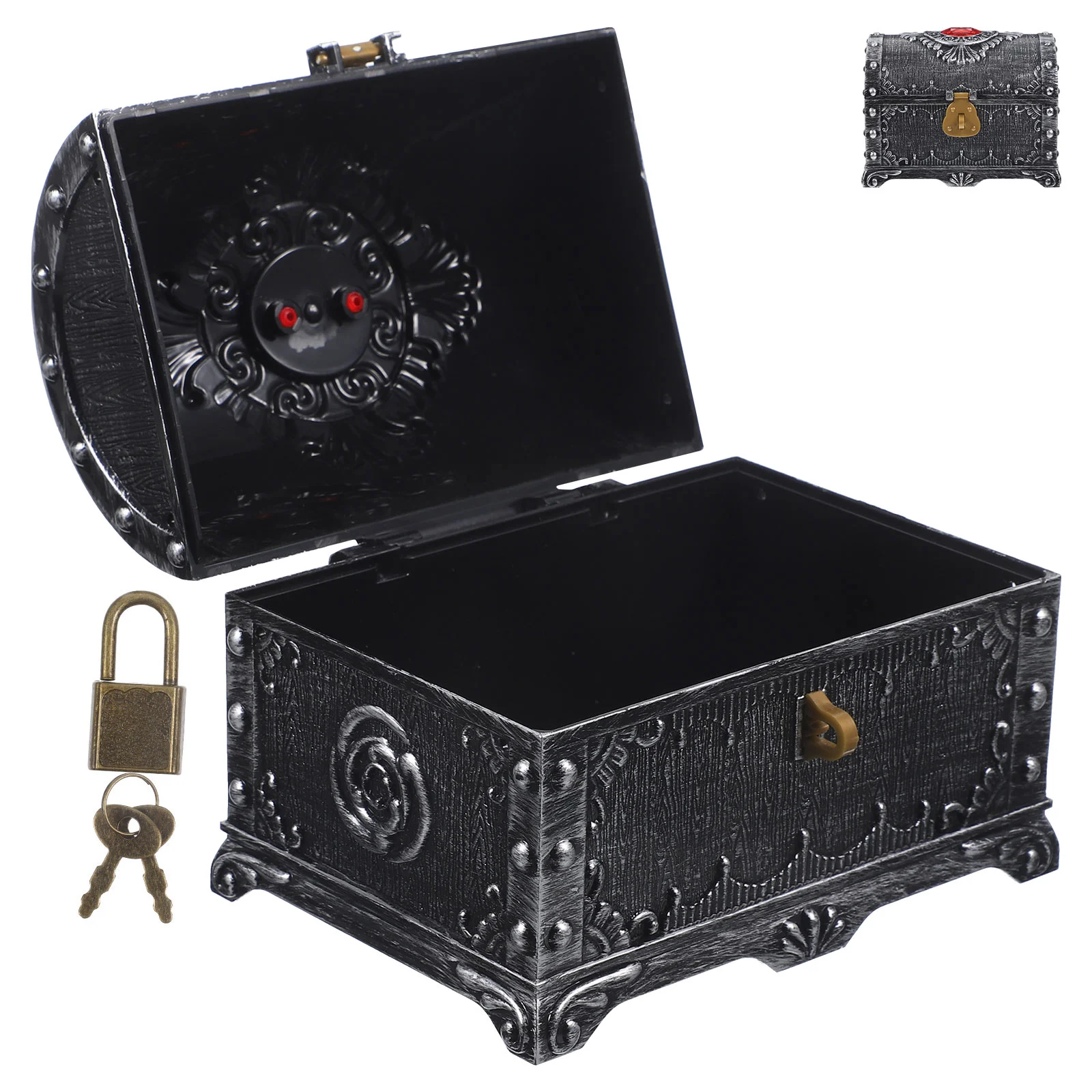 

Treasure Chest Ornaments Vintage Jewelry Box Organizer Plastic Storage Boxes Child Case Photo Prop