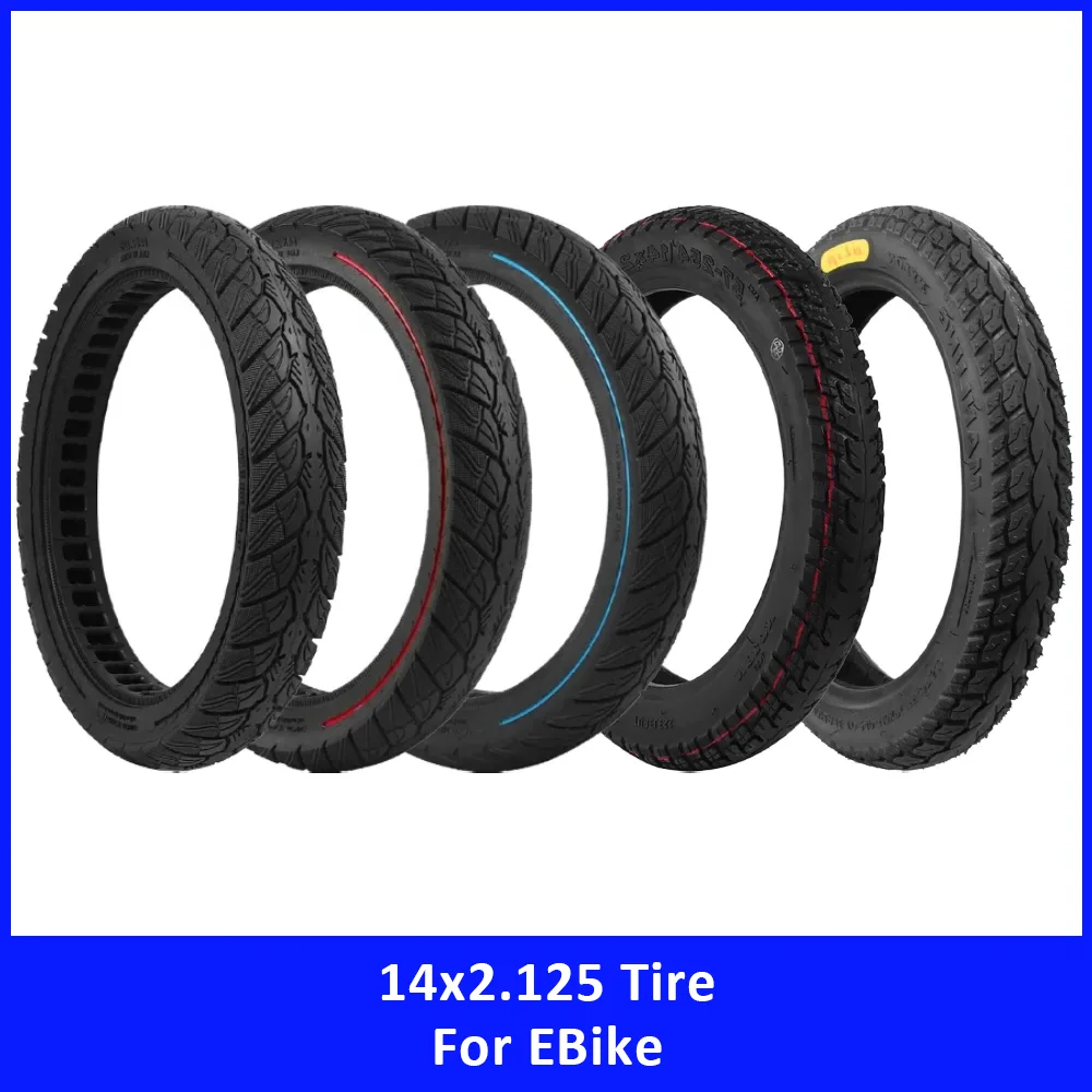 Neumático Sólido Sin Cámara 14x2.125 para DYU D3 D3+ y Kugoo V1 B2, Repuesto de Rueda para Bicicleta Eléctrica Plegable de 14 Pulgadas