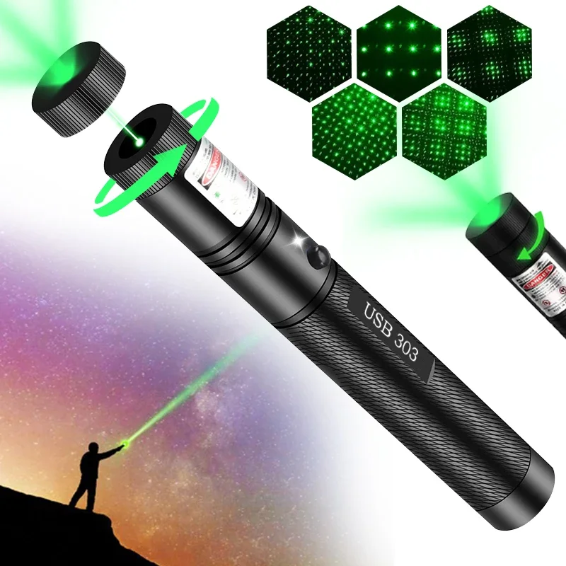 USB Rechargeable Laser light, Suitable For Outdoor Hunting, Hiking, Camping, Long-distance Laser Beam, Green Laser Flashlight