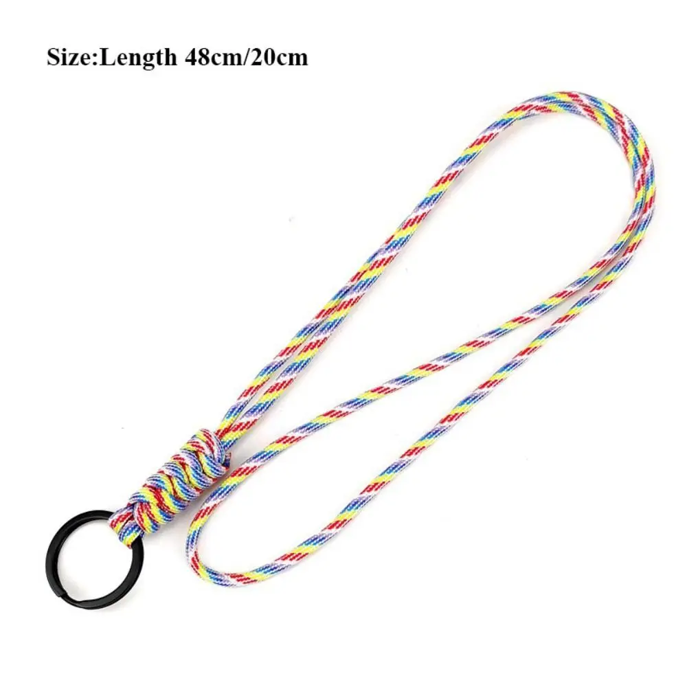 48cm/20cm Paracord Keychain Lanyard High Quality 20 Styles Multi-function Round Buckle Neck Hanging Rope Outdoor Tool
