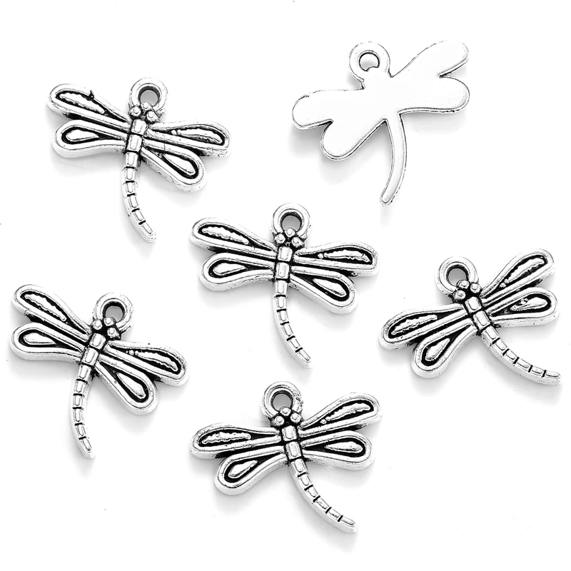 20pcs 6 Color Alloy Metal dragonfly Charms For Earring necklace Pendants DIY Handmade Jewelry Accessories Making 17*15mm D2121