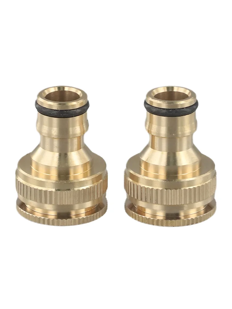 Conector de tubería de agua para jardín y patio trasero, adaptador de montaje, conector rápido de latón de 3/4 pulgadas, 1 unidad, grifo de manguera dorada, nuevo