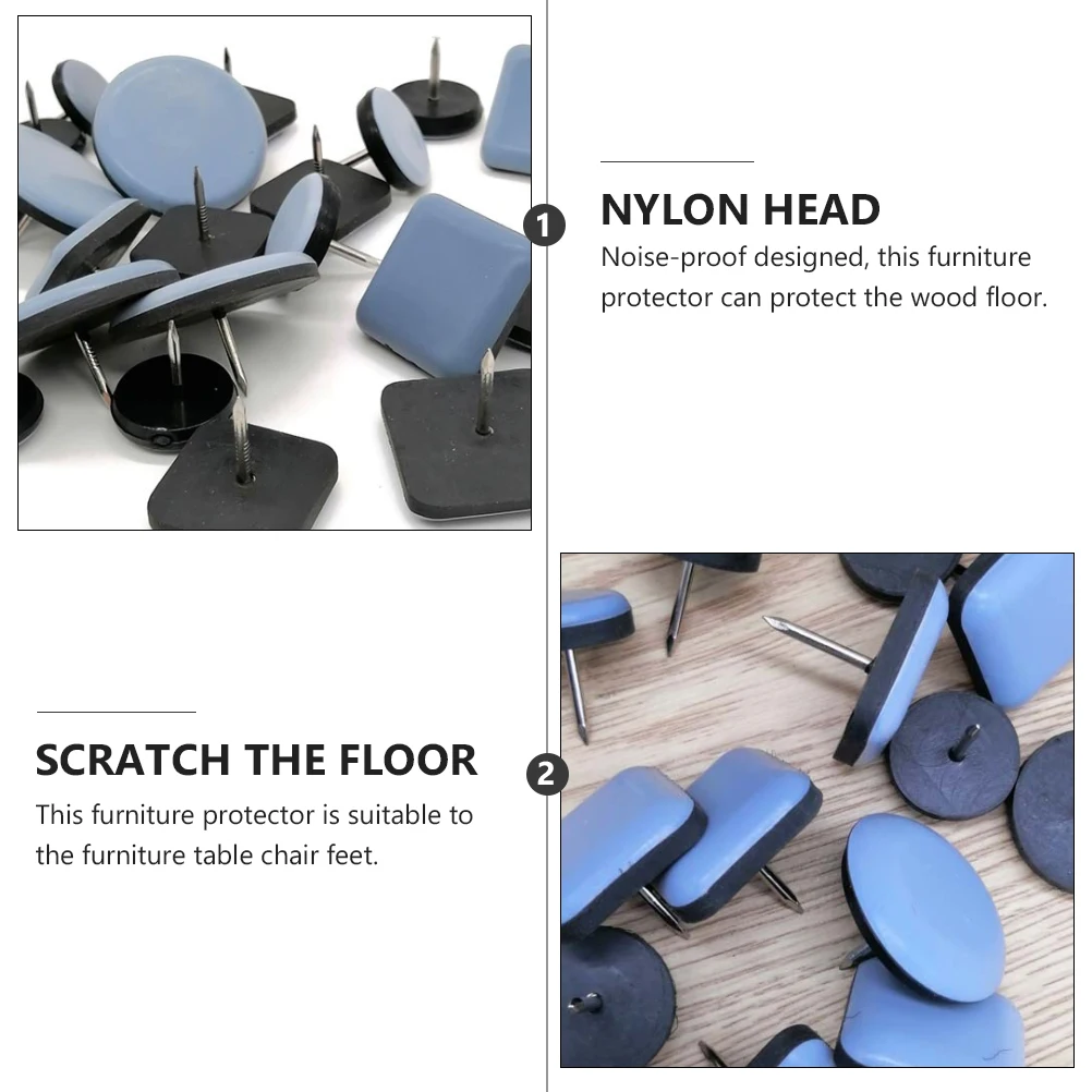20 Pcs Furniture Leg Bottom Tacks Glide Pad Floor Protector Noise Reducer Nail-on Cushions Anti-scratch Furniture