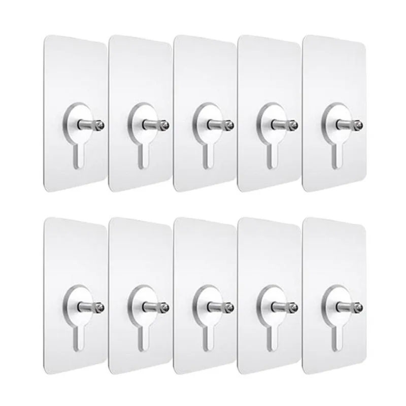 10pcs Punch-Free Non-Marking Screw Stickers Wall Picture Hook Invisible Traceless Hardwall Drywall Picture Hanging Kit