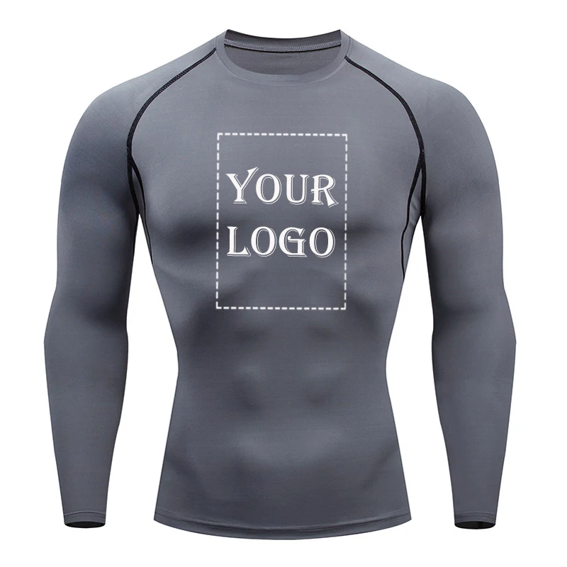 Your OWN Design Brand Logo/Picture Compression Shirts Running Fitness Tight Sportswear Custom Printed GYM Workout Sport T-Shirt