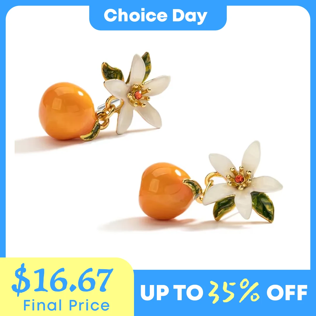 

Juicy Grape Orange Drop Earrings Sweet Fruit Earring for Women Handmade Flower Earring 925 Sterling Silver Needle Christmas Gift